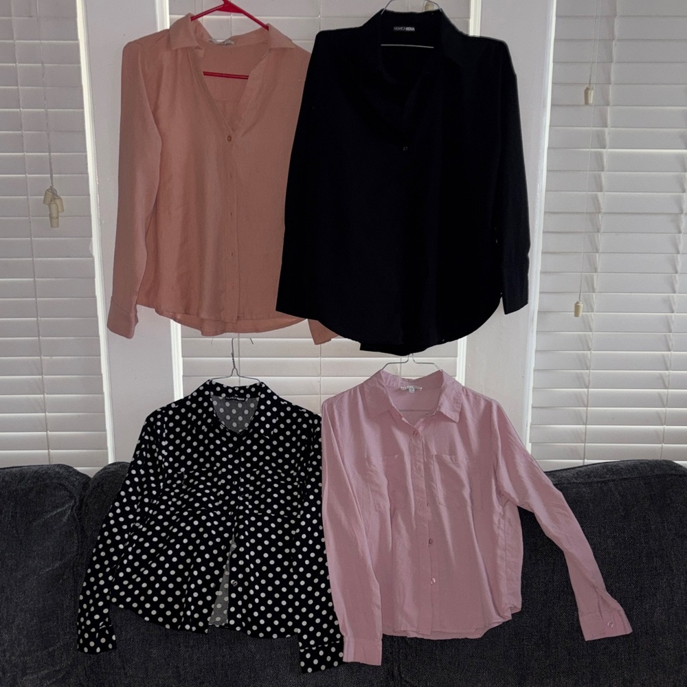 Black and Pink Women's button down Tops Set
